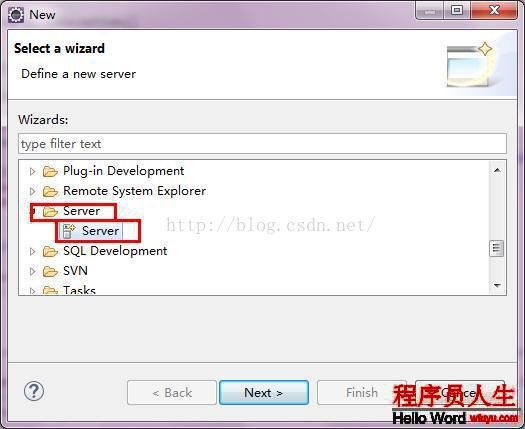 選擇創建類型“Server”